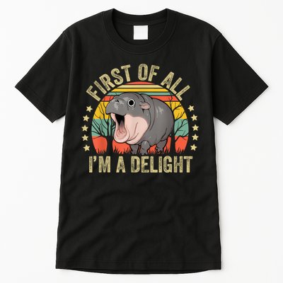 Moodeng First Of All IM A Delight Vintage Angry Moo Deng Tall T-Shirt