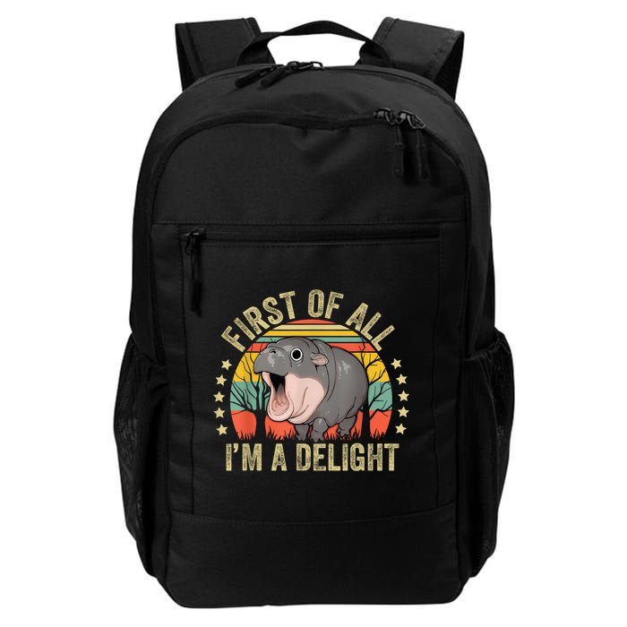 Moodeng First Of All IM A Delight Vintage Angry Moo Deng Daily Commute Backpack