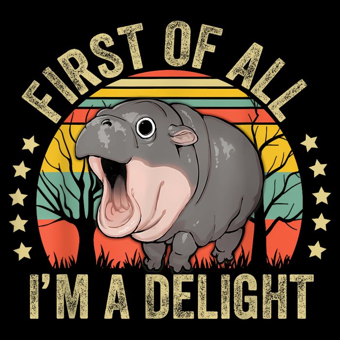 Moodeng First Of All IM A Delight Vintage Angry Moo Deng Daily Commute Backpack