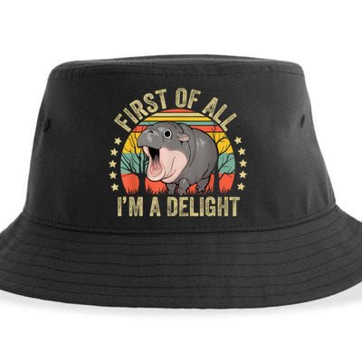 Moodeng First Of All IM A Delight Vintage Angry Moo Deng Sustainable Bucket Hat