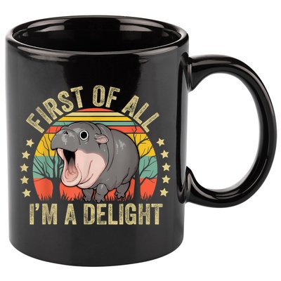 Moodeng First Of All IM A Delight Vintage Angry Moo Deng 11oz C Handle Ceramic Mug
