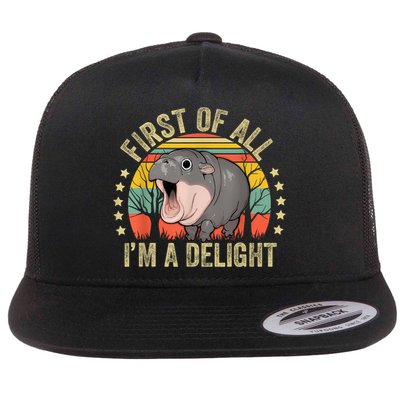 Moodeng First Of All IM A Delight Vintage Angry Moo Deng Flatbill Hat