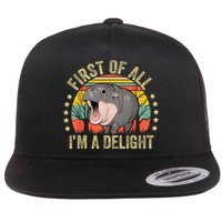 Moodeng First Of All IM A Delight Vintage Angry Moo Deng Flatbill Hat