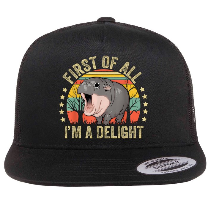 Moodeng First Of All IM A Delight Vintage Angry Moo Deng Flatbill Hat