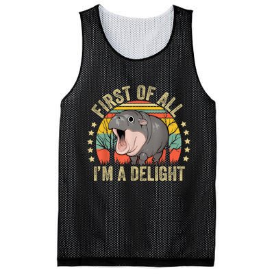 Moodeng First Of All IM A Delight Vintage Angry Moo Deng Mesh Reversible Basketball Jersey Tank