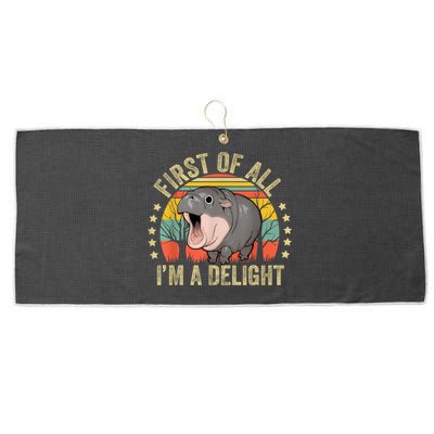 Moodeng First Of All IM A Delight Vintage Angry Moo Deng Large Microfiber Waffle Golf Towel