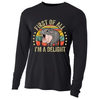 Moodeng First Of All IM A Delight Vintage Angry Moo Deng Cooling Performance Long Sleeve Crew