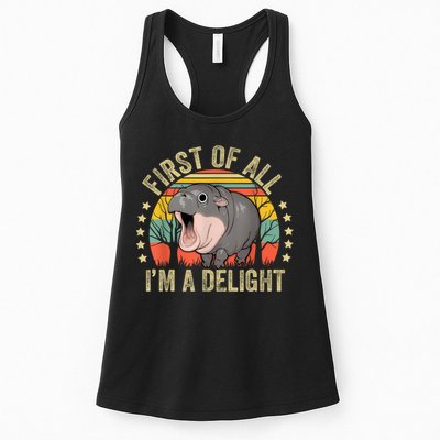 Moodeng First Of All IM A Delight Vintage Angry Moo Deng Womens Tank Top