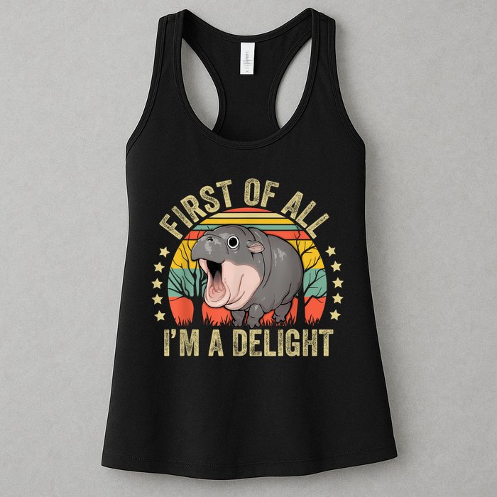 Moodeng First Of All IM A Delight Vintage Angry Moo Deng Womens Tank Top