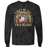 Moodeng First Of All IM A Delight Vintage Angry Moo Deng Tie-Dye Long Sleeve Shirt