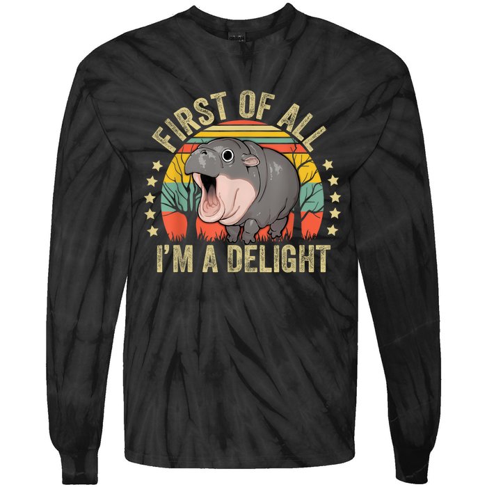 Moodeng First Of All IM A Delight Vintage Angry Moo Deng Tie-Dye Long Sleeve Shirt