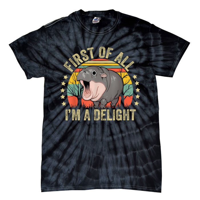 Moodeng First Of All IM A Delight Vintage Angry Moo Deng Tie-Dye T-Shirt