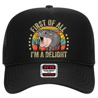 Moodeng First Of All IM A Delight Vintage Angry Moo Deng Trucker Hat