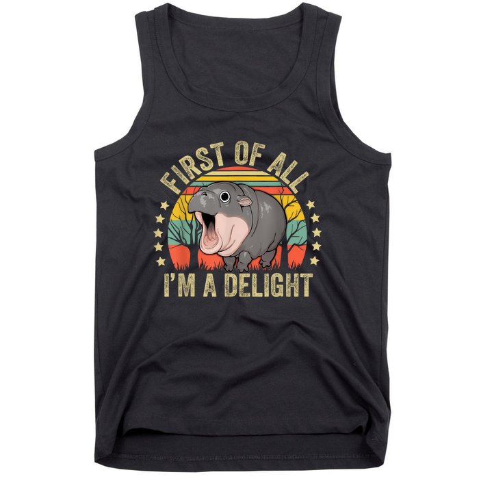 Moodeng First Of All IM A Delight Vintage Angry Moo Deng Tank Top