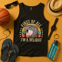 Moodeng First Of All IM A Delight Vintage Angry Moo Deng Tank Top