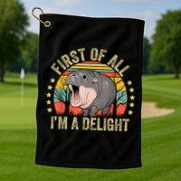 Moodeng First Of All IM A Delight Vintage Angry Moo Deng Golf Towel