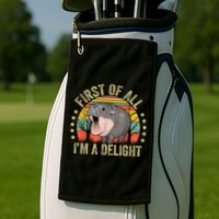Moodeng First Of All IM A Delight Vintage Angry Moo Deng Golf Towel