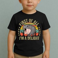 Moodeng First Of All IM A Delight Vintage Angry Moo Deng Toddler T-Shirt
