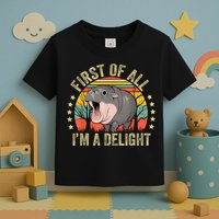 Moodeng First Of All IM A Delight Vintage Angry Moo Deng Toddler T-Shirt