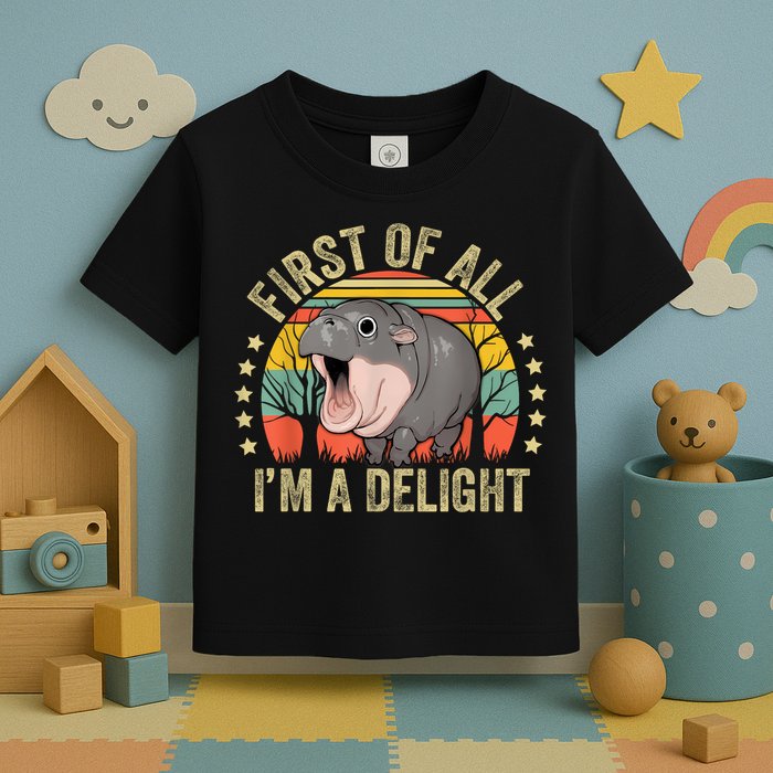 Moodeng First Of All IM A Delight Vintage Angry Moo Deng Toddler T-Shirt