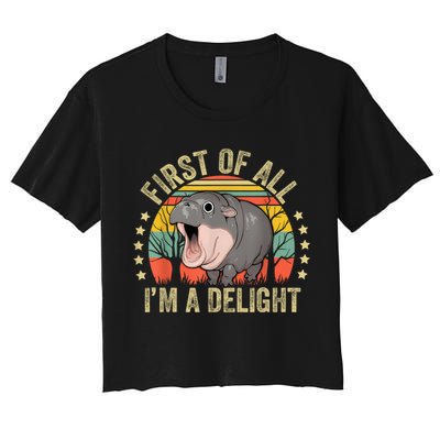 Moodeng First Of All IM A Delight Vintage Angry Moo Deng Crop Top
