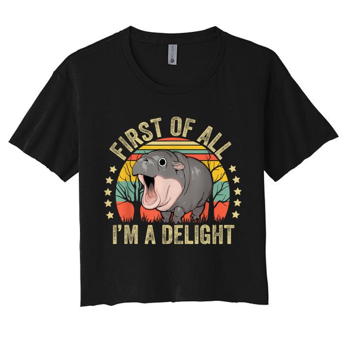 Moodeng First Of All IM A Delight Vintage Angry Moo Deng Crop Top