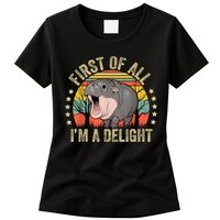Moodeng First Of All IM A Delight Vintage Angry Moo Deng Womens T-Shirt