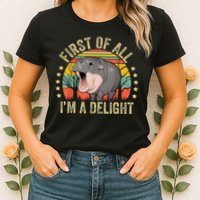 Moodeng First Of All IM A Delight Vintage Angry Moo Deng Womens T-Shirt