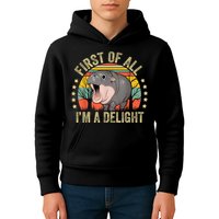 Moodeng First Of All IM A Delight Vintage Angry Moo Deng Kids Hoodie
