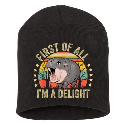 Moodeng First Of All IM A Delight Vintage Angry Moo Deng Short Acrylic Beanie