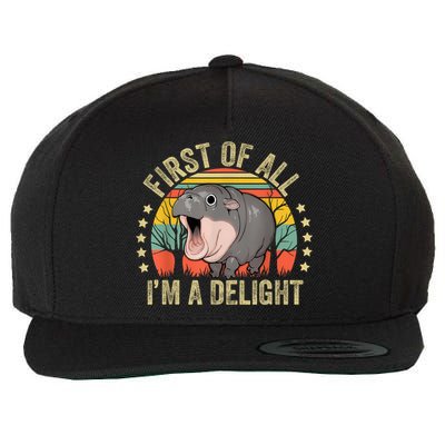 Moodeng First Of All IM A Delight Vintage Angry Moo Deng Wool Snapback Cap