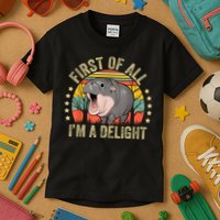 Moodeng First Of All IM A Delight Vintage Angry Moo Deng Kids T-Shirt