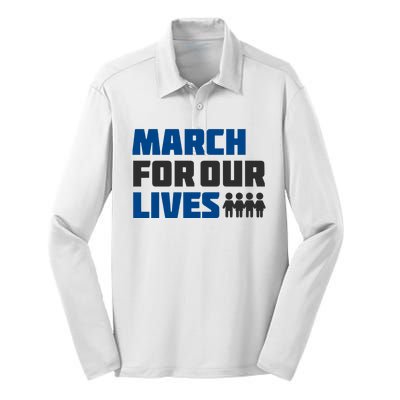 March For Our Lives Stop Guns Gun Control Vintage Silk Touch Performance Long Sleeve Polo