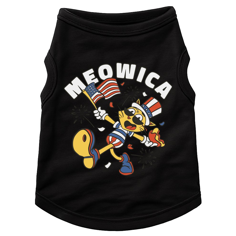 Meowica Fourth Of July Funny Cat Doggie Tank