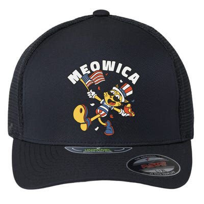 Meowica Fourth Of July Funny Cat Flexfit Unipanel Trucker Cap
