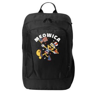 Meowica Fourth Of July Funny Cat City Backpack