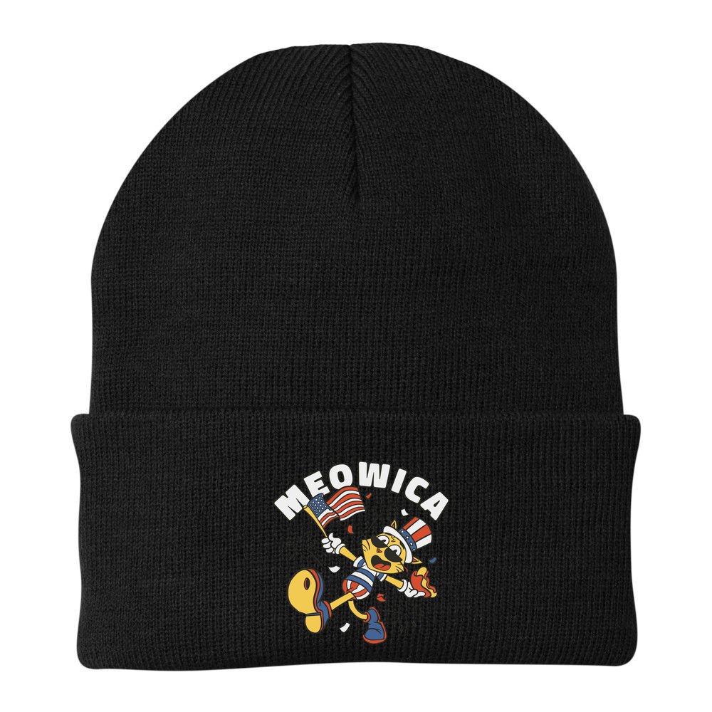 Meowica Fourth Of July Funny Cat Beanie