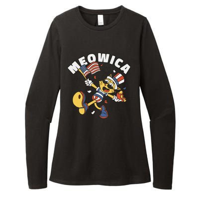 Meowica Fourth Of July Funny Cat Womens CVC Long Sleeve Shirt