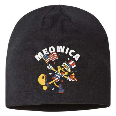Meowica Fourth Of July Funny Cat Sustainable Beanie