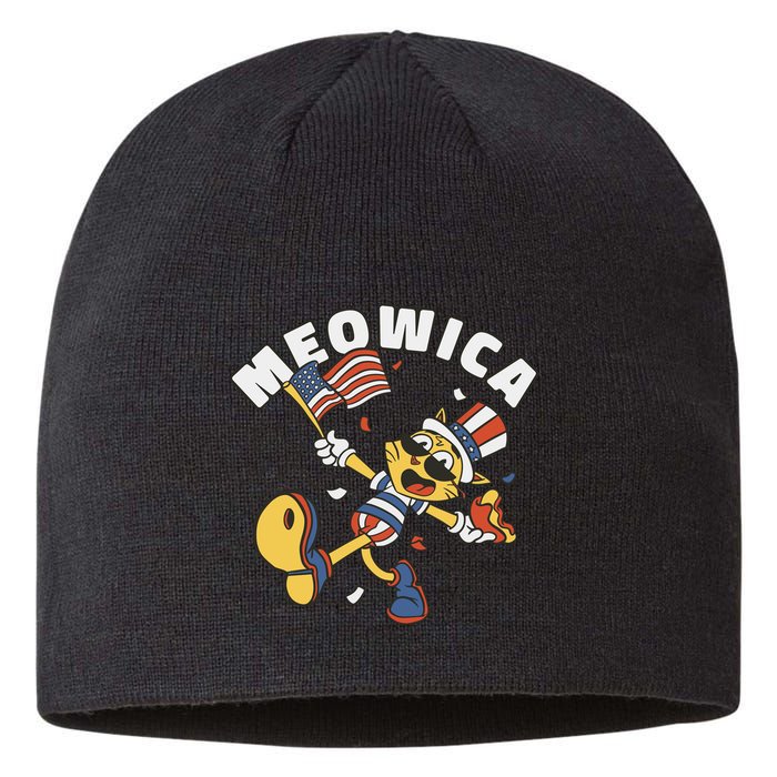 Meowica Fourth Of July Funny Cat Sustainable Beanie