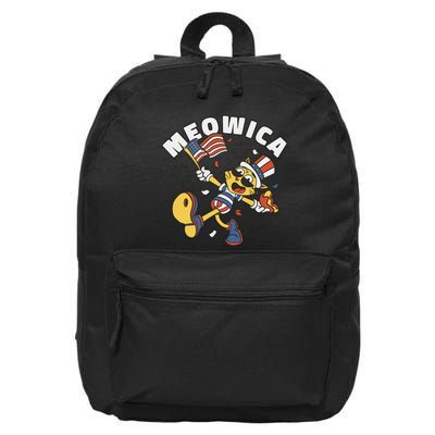 Meowica Fourth Of July Funny Cat 16 in Basic Backpack