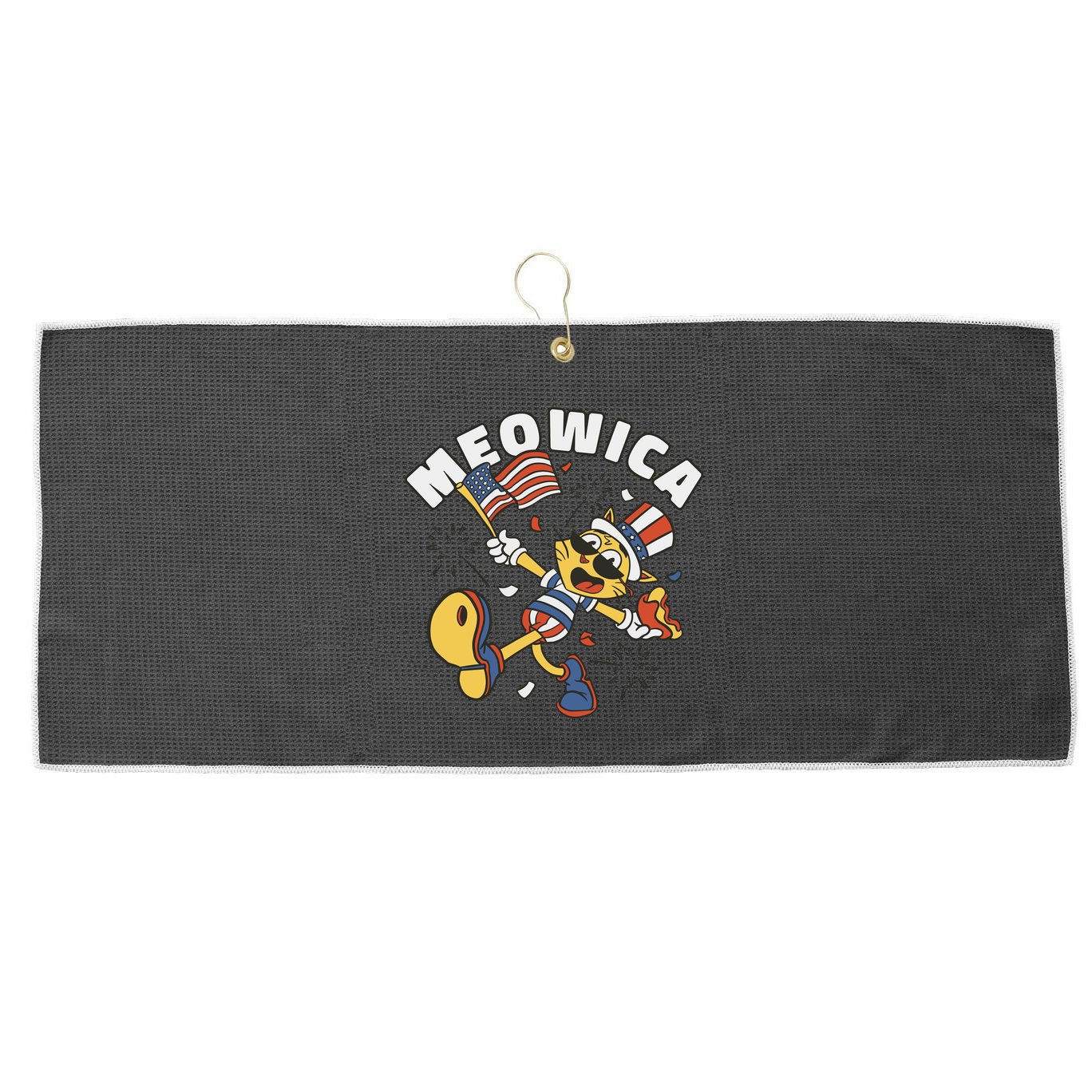 Meowica Fourth Of July Funny Cat Large Microfiber Waffle Golf Towel