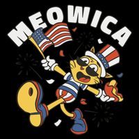 Meowica Fourth Of July Funny Cat Short Acrylic Beanie