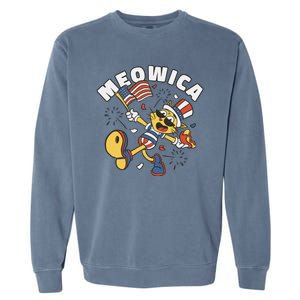 Meowica Fourth Of July Funny Cat Garment-Dyed Sweatshirt