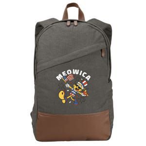 Meowica Fourth Of July Funny Cat Cotton Canvas Backpack