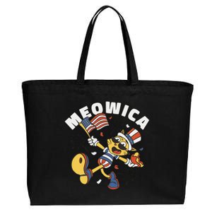 Meowica Fourth Of July Funny Cat Cotton Canvas Jumbo Tote