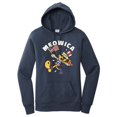 Meowica Fourth Of July Funny Cat Women's Pullover Hoodie