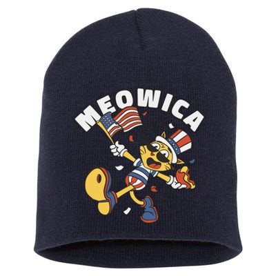 Meowica Fourth Of July Funny Cat Short Acrylic Beanie