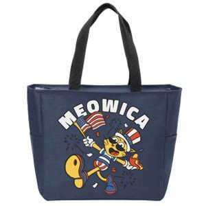 Meowica Fourth Of July Funny Cat Zip Tote Bag