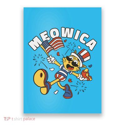Meowica Fourth Of July Funny Cat Poster